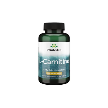 Swanson L-Carnitine 500 mg, 100 tablets per bottle, dietary supplement supporting fat metabolism.